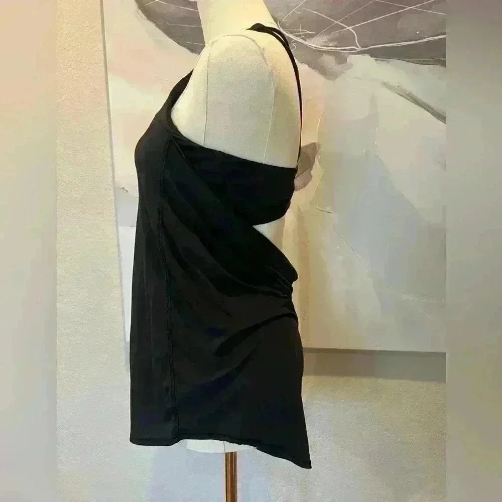 Lululemon Black tank with drape back and crisscross back straps. Size 8